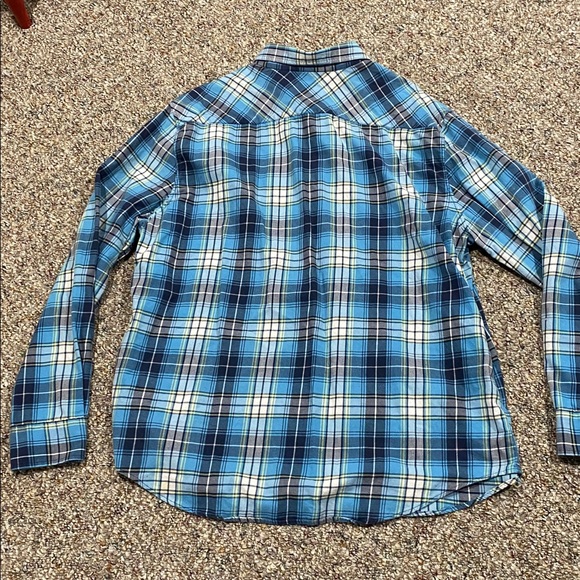 American Eagle Blue and White Plaid Men's Shirt - Picture 5 of 5